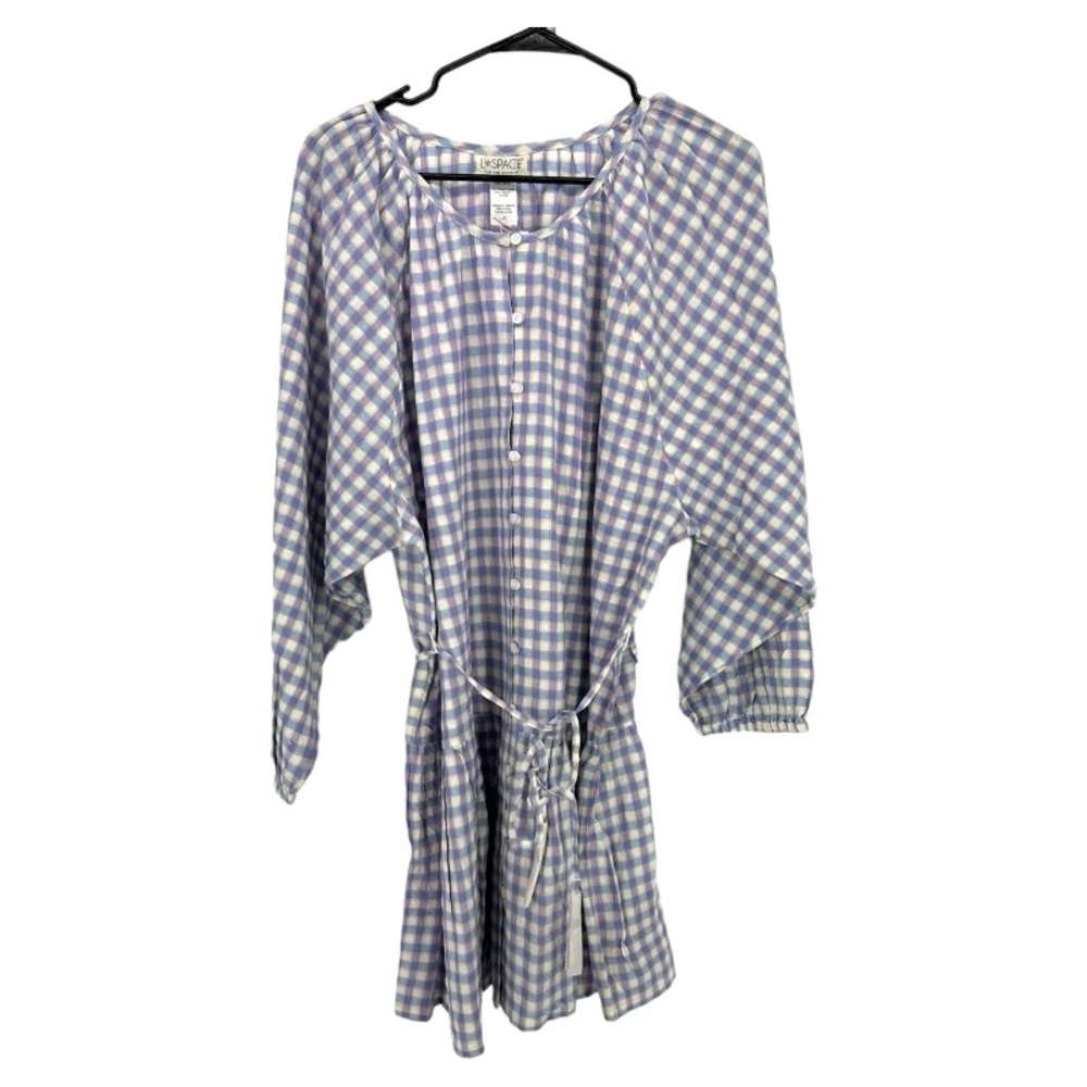 L*Space | NWT L Large Vida Dress Purple & White Gingham Mini
